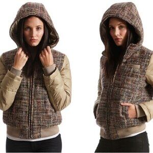 NWT Members Only Tweed Multi Media Bomber Varsity Jacket Womens Sz XS